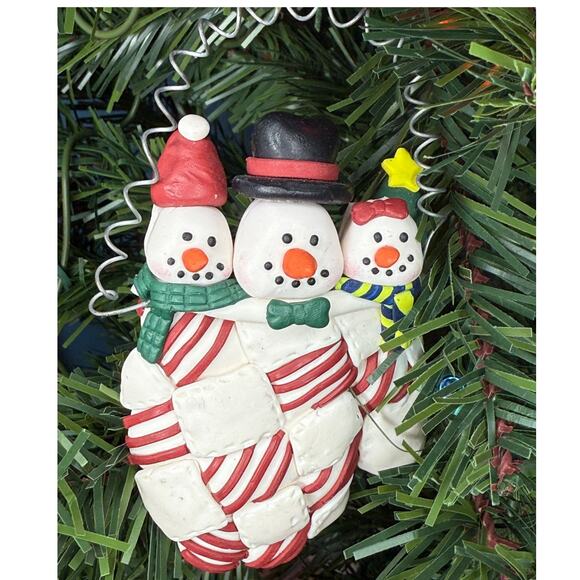Snowmen in Mitten Ornament - Clay - Picture 1 of 2